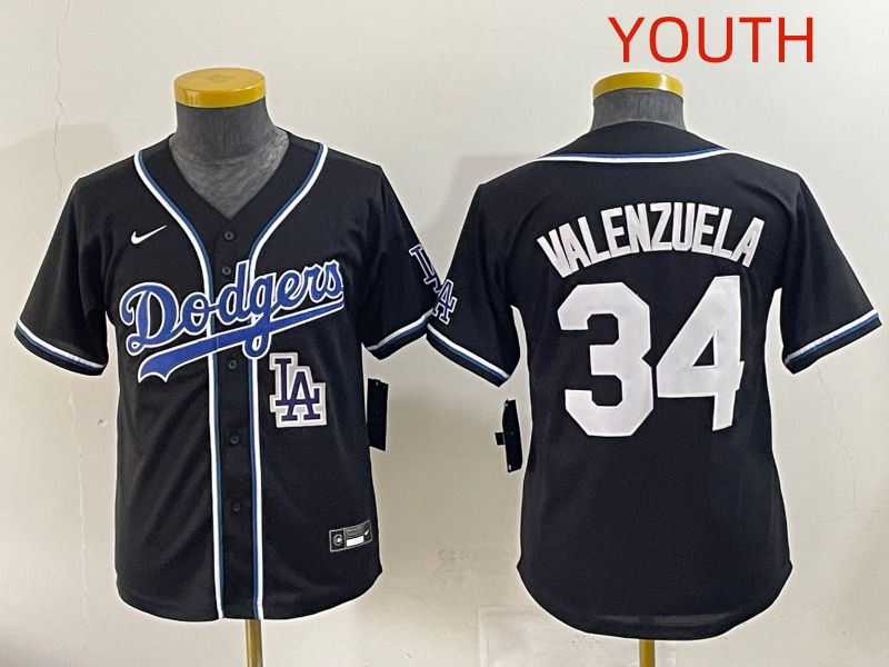 Youth 2025 Los Angeles Dodgers 34 Valenzuela Black Three generations Fashion Nike MLB Jersey style 12